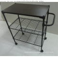 Adjustable Epoxy Multi-Functional Metal Kitchen Dining Cart (CJ903590B3E)